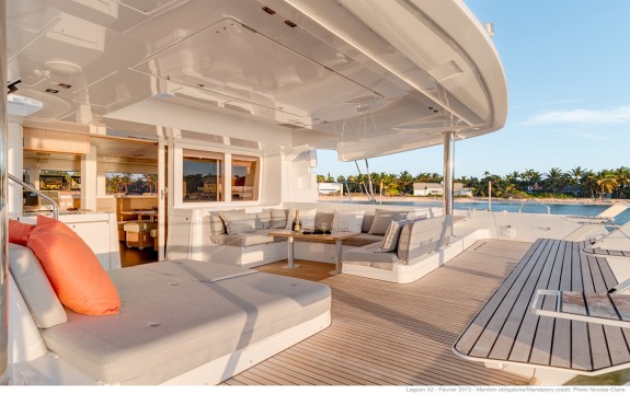 Lagoon 52 Back Deck of Luxury in the Bahamanian Sun! 