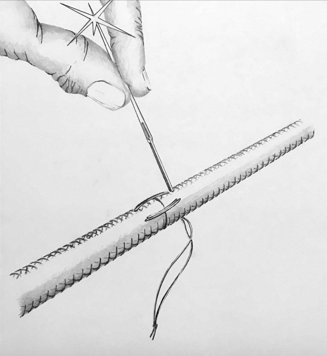 halyards-step-2 Step 2: Connect the two with needle and thread (fishing line works well)