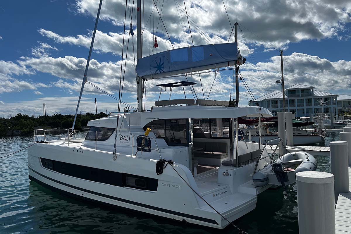 Knot A Fantasea, Bali 40 Catspace at Conch Inn Marina, Marsh Harbour. The Lead Boat!
